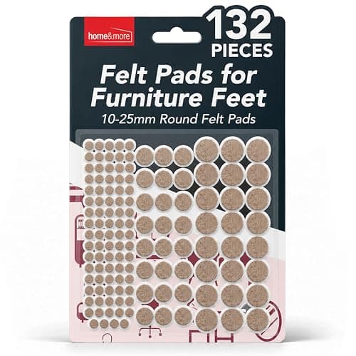 Image of SOL 132pk Felt Furniture Pads 10-25mm Floor Protectors Chair Leg Floor Protectors Round Large Felt Pads for Furniture Feet Dining Chair Leg Cushions Self Adhesive Hardwood Laminate Tile Surfaces
