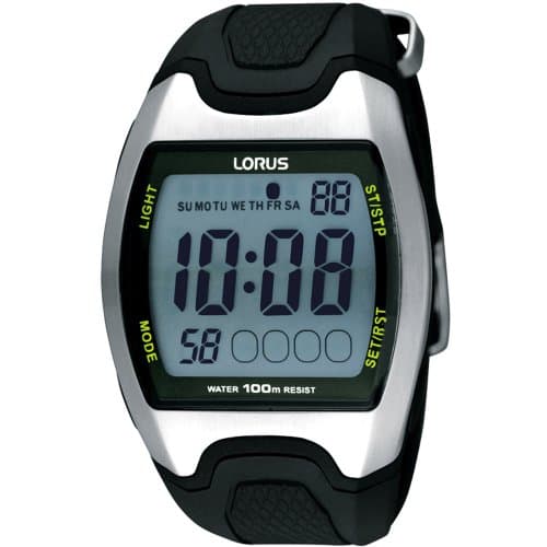 Image of Lorus Gents Digital Stopwatch Black Resin Strap Watch R2335EX9