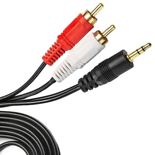 Image of Pipestation RCA to 3.5mm Aux Cable 1.5m | Phono to 3.5mm Jack Adapter Lead | RCA Cable to Audio Jack | Headphone Splitter Adaptor Phono Cables Gold-Plated Aux Audio Splitter | Hi-Fi Amplifier Speaker