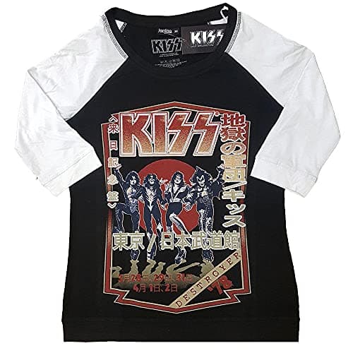 Image of KISS T Shirt Destroyer Tour 1978 Official Black 3/4 Sleeve Womens Raglan XL