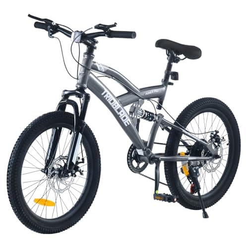 Image of BSTSEL 20 Inch Mountain Bike with Full Suspension Mountain Bicycle 7 Speeds with Dual Disc-Brakes for Adults Men & Women, Tennagers Unisex Bike (Grey)