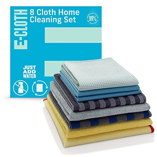 Image of E-Cloth Cleaning Set, Contains Multiple Microfiber Cleaning Cloths for Household Cleaning, Dusting and Polishing Surfaces, Bathroom, Kitchen, Washable and Reusable, 100 Wash Promise, Assorted Colours