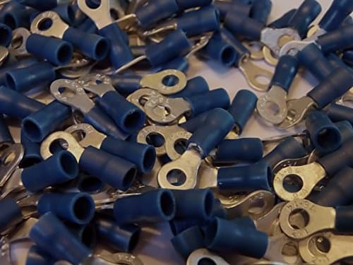 Image of blue 4.3mm ring terminal crimp connector (for 4mm bolt/screw) 25 50 100 pack (25)