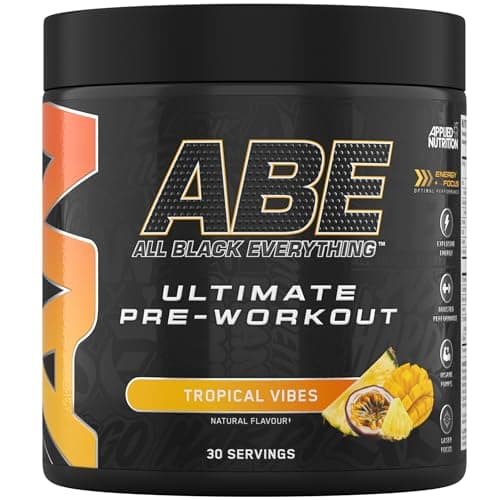 Image of Applied Nutrition ABE Pre Workout - All Black Everything Pre Workout Powder, Energy & Physical Performance with Citrulline, Creatine, Beta Alanine (375g - 30 Servings) (Tropical)