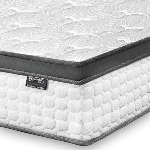 Image of Giovanly 10 Inch King Size Mattress, Hybrid Mattress in a box Gel Memory Foam, Pocket Springs, Medium Firm & Silent Sleep & Reinforced Edge & Pressure - Motion Isolation 150x200x25 cm