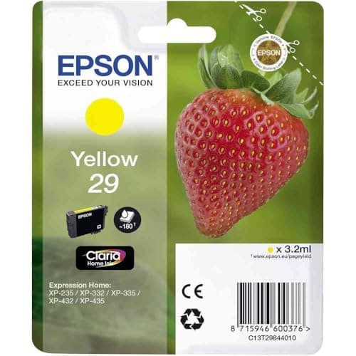 Image of Epson No. 29 Inkjet Cartridge 180pp 3.2ml Yellow Ref C13T29844010 136573
