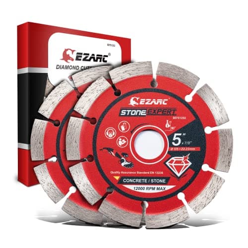 Image of EZARC Diamond Cutting Discs, 125mm Segmented Diamond Cutting Accessory for Angle Grinder, Cutting Wheel for Dry and Wet Cutting Stone, Concrete, Marble, Granite, Brick, Masonry & Curb (2-Pack)