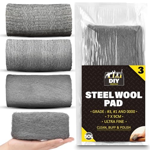 Image of SOL 3pk Fine Wire Wool for Cleaning Assorted Grade 1, 3, 0000 Steel Wool for Polishing 3M Total Length Abrasive Material for Rust Removal Paint Preparation Wood Metal Surface Restoration DIY