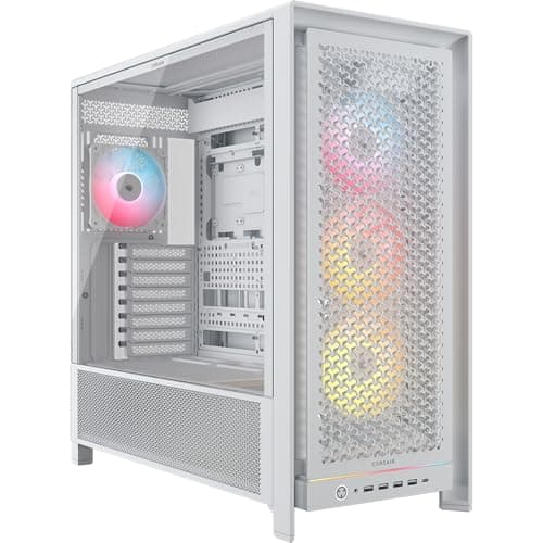 Image of CORSAIR FRAME 5000D RS ARGB Modular High Airflow Mid-Tower PC Case – 4x Pre-Installed RS ARGB Fans, InfiniRail™ Fan Mounting System, ASUS BTF, MSI Project Zero, Gigabyte Project Stealth – White