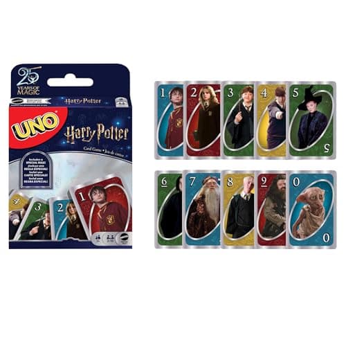 Image of Mattel Games UNO Harry Potter Card Game for Kids, Adults & Parties, Collectible Deck Based on Popular Series for 2 to 10 Players, FNC42
