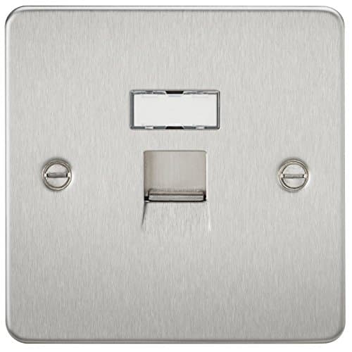 Image of Knightsbridge FPAVRJ45BC RJ45 Socket Flat Plate Network Outlet - Brushed Chrome