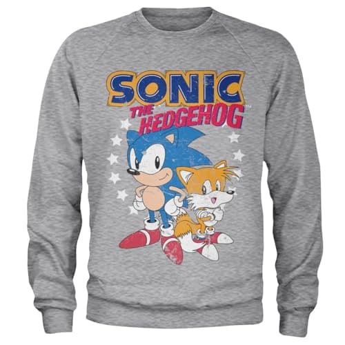 Image of Sonic The Hedgehog Officially Licensed Sonic & Tails Sweatshirt (Heather Grey), XX-Large
