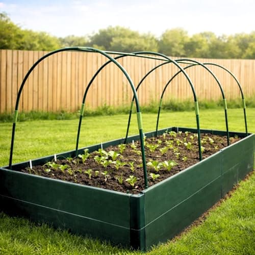 Image of Extendable Garden Cloche Hoop Tunnel Kit for Netting Plant Support & Protection | Heavy Duty Metal Polytunnel Greenhouse Arch Frame & Connectors (2m long x 1.1m wide x 1m high)