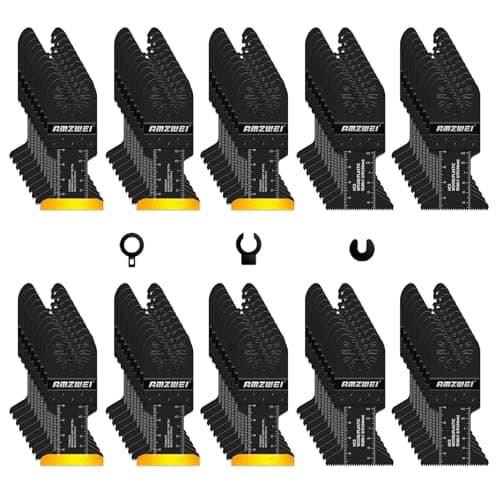 Image of 100PCS Multi Tool Blades & Accessories Set – Titanium Multitool Blades for Wood Metal Nails Drywall Cutting with Storage Bag Compatible with DeWalt Makita Dremel Milwaukee Ryobi