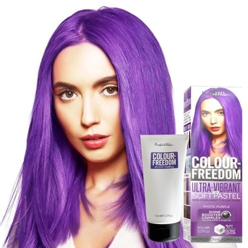 Image of Knight & Wilson Colour-Freedom 150ml Mystic Purple Semi-Permanent Hair Colour - Ultra-Vibrant Vegan Friendly Colour Mask with Shine Booster Complex - Ammonia Free Colour Lasts Up To 6-10 Washes