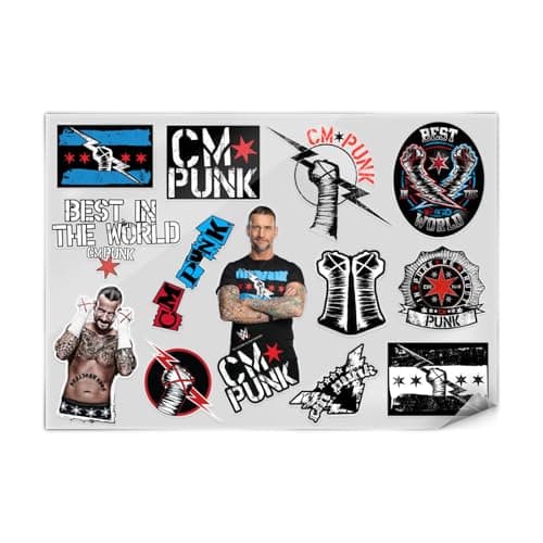 Image of Head Case Designs Officially Licensed WWE Icons CM Punk Stickers & Skin Decals Compatible for Laptop Smartphone Gaming Notebook Luggage Bag Tumbler Scrapbook Locker