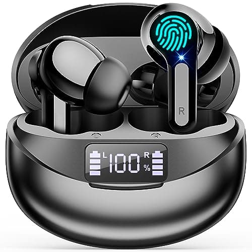 Image of Cervanta Wireless Earbuds Ear Buds Earphones - Bluetooth 5.3 USB C Headphones Touch Control with Microphone Hi-Fi Stereo Sound Deep Bass CVC Dual LED Display 35H Playtime Water-Resistant