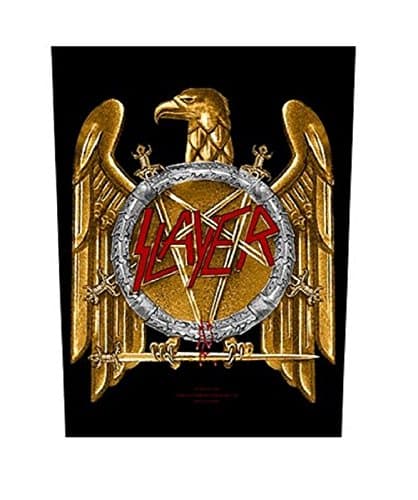 Image of Slayer Back Patch Golden Eagle Band Logo Official Black 36cm x 29cm One Size