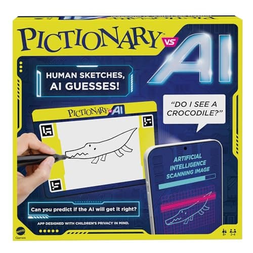 Image of Mattel Games - Pictionary Vs. AI Family Game for Kids and Adults and Game Night Using Artificial Intelligence for 2 4 Players, English Version, HYH75