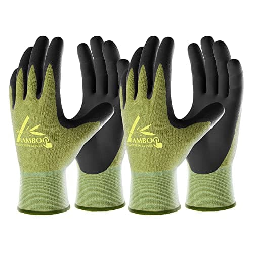 Image of COOLJOB Gardening Gloves for Women and Men, 2 Pairs Bamboo Garden Gloves with Touchscreen, Breathable Nitrile Coated Work Gloves, Green, Medium Size (2 Pairs, M)