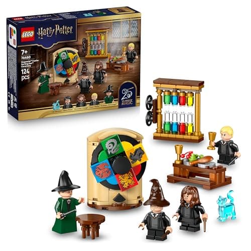 Image of LEGO Harry Potter Hogwarts Castle: Sorting Hat Ceremony Toy - Collectible Patronus, Hermione & Draco Malfoy Minifigures with Wands & a Spinning Wheel - Gift for 7+ Year Old Girls & Boys - 76460