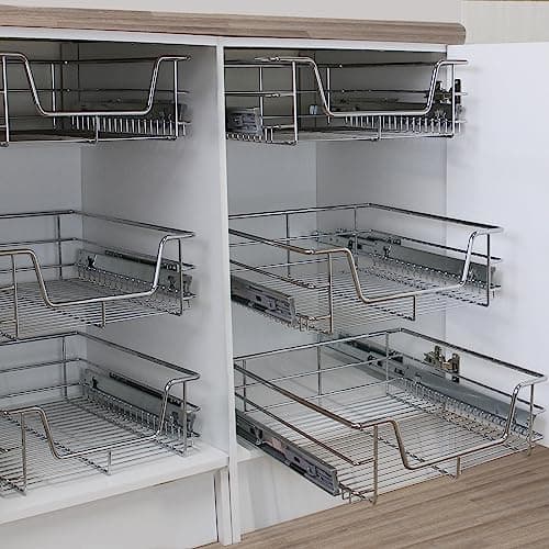 Image of Kukoo - 6 Pull-Out Baskets for Kitchen Cabinets 50 cm Wide with Telescopic Ball Guides