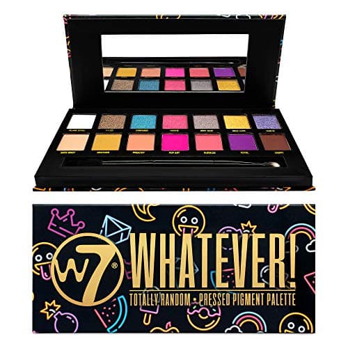 Image of W7 | Whatever Pressed Pigment Palette Makeup | Tones: Cream Matte, Shimmer & Chromes | Colours: Bold And Bright, Pinks, Purples, Blues and Oranges | Cruelty Free Makeup For Women