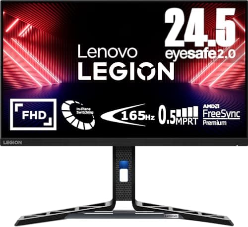 Image of Lenovo Legion R25i-30 EyeSafe Gaming Monitor 24.5" (FHD, IPS, 165Hz, 0.5ms MPRT, HDMI + DP, DP Cables, FreeSync Premium, Speakers) Tilt/Height/Rotate/Swivel Adjustment