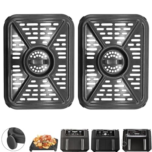 Image of GXF Air Fryer Grill Pan for Ninja Foodi AF400UK 9.5L 6 in1 DualZone 2 Drawers Air Fryer, Replacement Air Fryer Crisper Plate Grill Plate Tray Accessories, Dishwasher Safe
