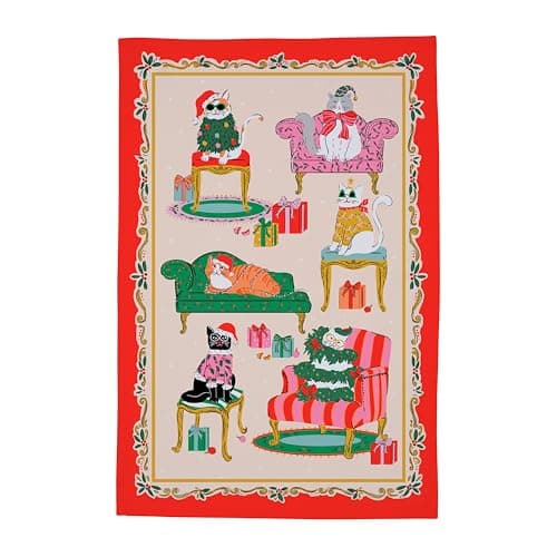 Image of Ulster Weavers Christmas Cool Cats Cotton Tea Towel in Multicolour