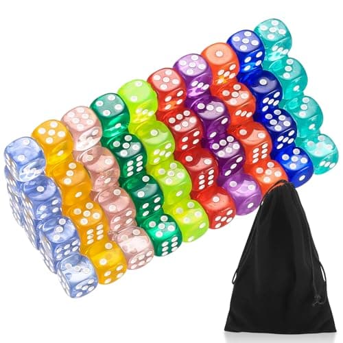 Image of 100 Pcs Game Dice Set, Mulitcolor 6 Sided Dice Set, 14 mm Rounded Edges Game Dice Bulk Set for Tenzi, Farkle, Yahtzee, Bunco, Dice Game, Math Game Party Favor, Teaching Math, with 1 x Storage Bag