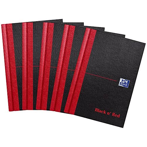 Image of Oxford Black n' Red Casebound Hardback Notebook 192 Pages A6 (Pack of 5)