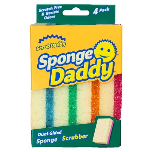 Image of Scrub Daddy Sponge Daddy, Dual Sided Sponge Scrubber, Dish Sponges for Washing up, Non Scratch Scourers for Cleaning Dishes, Bathroom Scrubbing Tool, Assorted Kitchen Sponges Multipack
