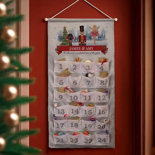 Image of Personalised Christmas Nutcracker Advent Calendar In Silver Grey, Christmas Advent Calendar, Christmas Decoration, Countdown to Christmas