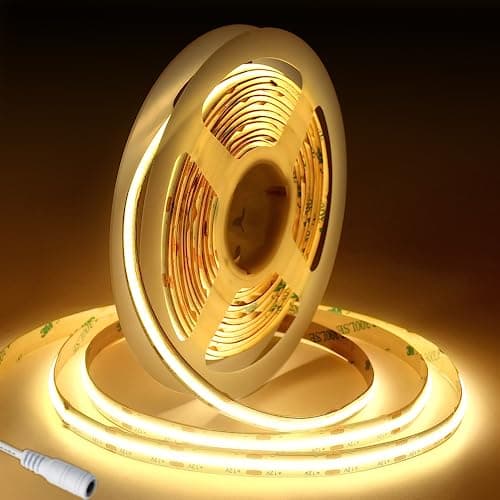 Image of JBdusn 12V COB LED Strip 5m, 3000K Flexible LED Strip Lights with 480LEDs/M,CRI 90+, 8mm Width,Uniform Dotless LED Tape Light for Room Cabinet Home DIY Projects (Not Power Supply)
