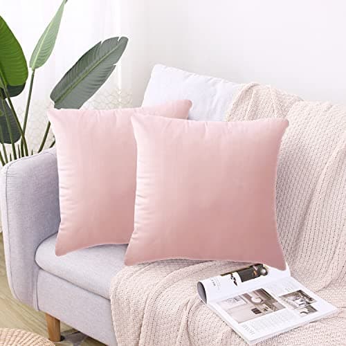 Image of CXTAI 2x Pink Velvet Cushion Covers Decorative Square Throw Pillow Cover Pillowcase 18"x 18"45 x 45cm