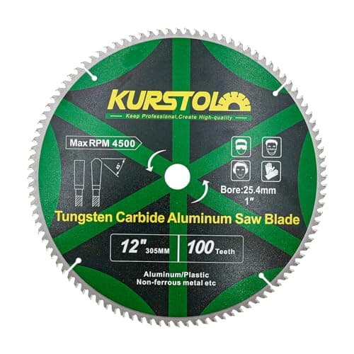 Image of KURSTOL Metal Circular Saw Blade - 12 inch (305MM) TCG Cutting Blade 100T Tungsten Carbide Tipped Blade Arbor 15.87mm for Aluminium,Non-ferrous Metals,Plastic