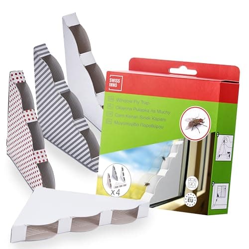 Image of SWISSINNO Window Fly Trap – 4 Pack Adhesive Fly Catchers for Indoor Windows, Discreet and Easy to Use
