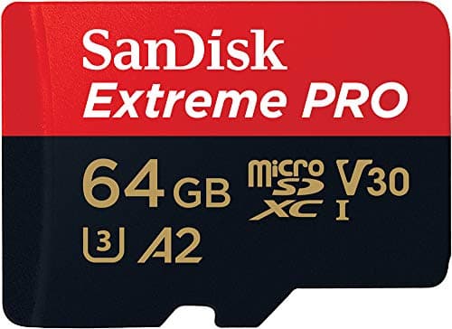 Image of SanDisk 64GB Extreme PRO microSDXC card + SD adapter + RescuePro Deluxe, up to 200 MB/s, with A2 App Performance, for smartphones, action cameras or drones UHS-I Class 10 U3 V30