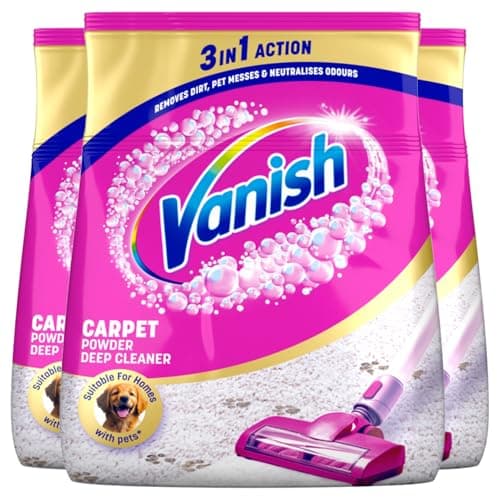 Image of Vanish Carpet Cleaner + Upholyster, power Powder, Large Area Cleaning, Pack of 3, 650 grams each
