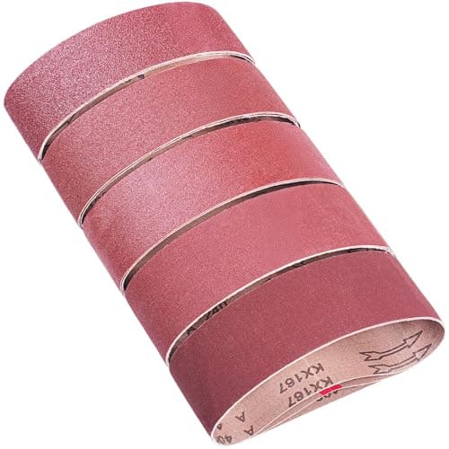 Image of EffektWerk - Sanding Belts - 53.3x7.5 cm, 15 pcs - 80/120/150/240/400 Grit Aluminium Oxide Sander Papers - Woodworking, Metal Polishing/Sharpening, Paint Refinishing - Assorted Sandpaper Belts