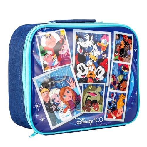 Image of Disney 100 Rectangular Insulated Lunch Box Bag for Boys and Girls, Perfect Size for Packing Hot or Cold Snacks for School and Travel, BPA Free