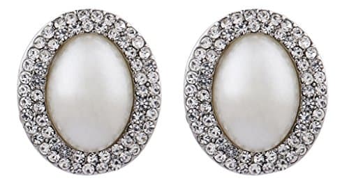 Image of Clip On Earrings - Silver Plated Vintage Style With A Large Pearl - Bertha S