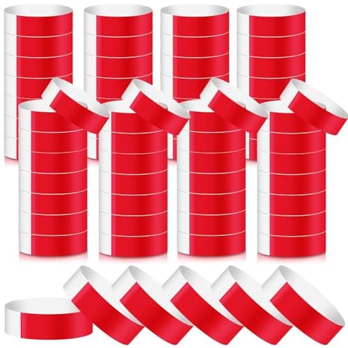 Image of 240 Pcs Colored Wristbands for Events Wrist Bands Paper Bracelets Wristbands Waterproof Arm Bands for Events Custom Adhesive Wristbands for Party(Red)