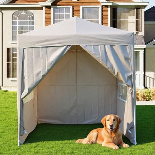 Image of Pop Up Gazebo With Four Sides, 2x2m, 2.5x2.5m, 3x3m, Metal Frame Outdoor Party Shelter Tent, With Windows, Carry Bag (Beige, 2mx2m)