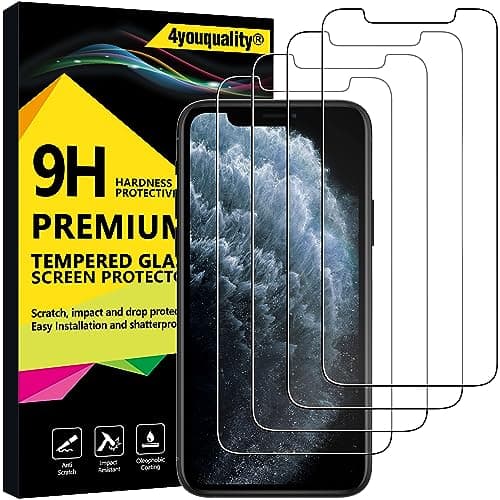 Image of 4youquality [4-Pack Screen Protector for iPhone 11 Pro, iPhone Xs and iPhone X, Tempered Glass Film Screen Protector, 5.8-Inch, [LifetimeSupport][Anti-Scratch][Anti-Shatter]