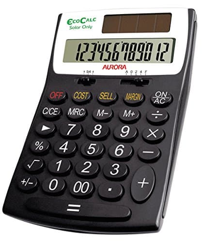 Image of Aurora Ecocalc Ec505 12-Digit Desktop Calculator - Black