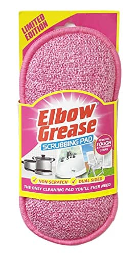 Image of Elbow Grease Scrubbing Pad – Dual Sided Non-Scratch Sponge | Washable & Reusable Kitchen & Bathroom Cleaning Pad (Pink – 1 Pack)