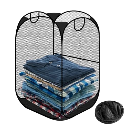 Image of Large Black Washing Basket, Collapsible Laundry Baskets with Handles, Pop Up Laundry Basket for Bathroom Dirty Clothes Storage