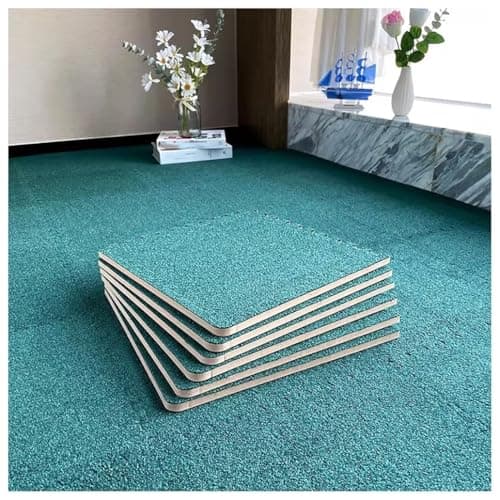Image of 50 Pcs Interlocking Foam Floor Mats - Soft Plush Climbing Area Rugs Fluffy Square Tiles with Borders for Home Decor - Green (30 Pcs)